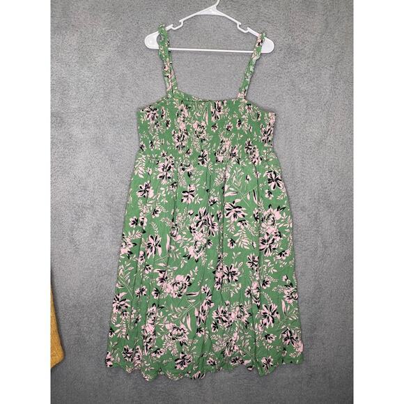Torrid womens 3X green floral sun dress lined ruffle smocked midi lightweight - Picture 3 of 12